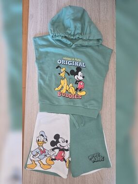 Primark Disney Mickey & Pluto Hooded Top and Shorts Set
